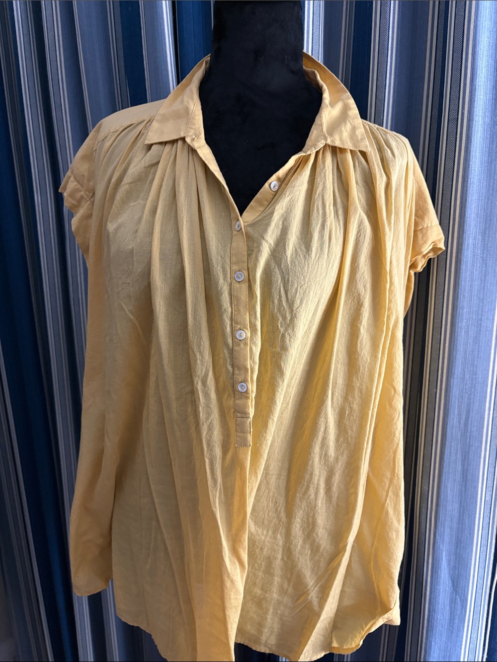Nili Lotan Pale Yellow Button-Front Cotton Blouse
